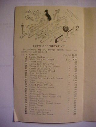 2 STANLEY NO 45 COMBINATION PLOW PLANES 1 FLORAL 1884 2 BOXES 19 CUTTERS BOOK 3