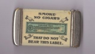 Cigar Makers York Match Safe 2 3/4x1 1/2 X3/8 Celluloid Wrap Lists Nonunion