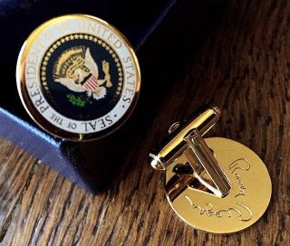 Ronald Reagan Signed Full Color Series Presidential Seal Cufflinks - White House 2