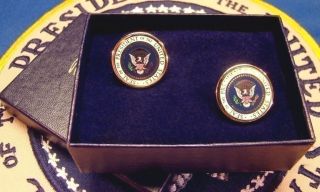 Ronald Reagan Signed Full Color Series Presidential Seal Cufflinks - White House 4