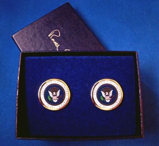 Ronald Reagan Signed Full Color Series Presidential Seal Cufflinks - White House 5