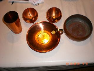 Vintage Coppercraft Guild Hanging Cauldron Stand Solid Copper Bowl Plus Misc.