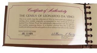 Franklin The Genius of Leonardo Davinci 24K Gold on Sterling Silver 50 Coin 3