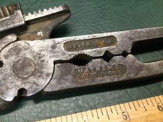 Antique Unusual Mathews Never - Stall Multi Tool Pliers Monkey Wrench Windmill 2