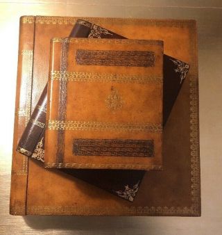 Large Maitland Smith 3 Connected Decorative Book Boxes Hidden Drawers $350 Msrp