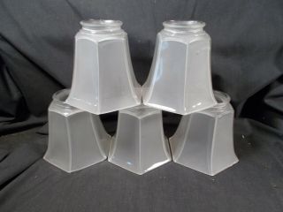 Vintage Mission Set Of 7 Inside Frosted Electric Lamp Shades 2&1/4 " Fitter