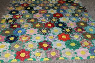 Vintage HAND Sewn Feedsack Cotton Quilt TOP 78 