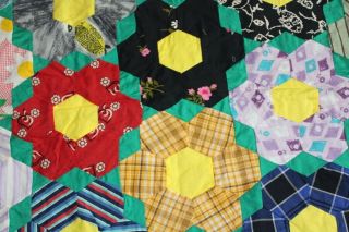 Vintage HAND Sewn Feedsack Cotton Quilt TOP 78 