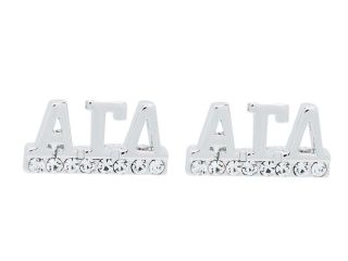 Alpha Gamma Delta Sorority Rhodium Crystal Post Earrings Jewelry Sister Gift