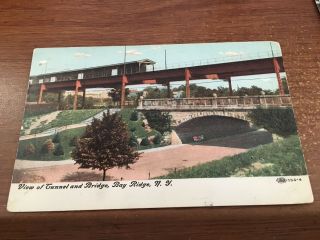 View Of Tunnel And Bridge Bay Ridge York Antique Postcard 1907 Cancel