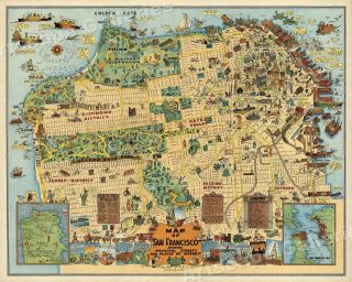1927 Pictorial Map Of San Francisco Historic Map - 20x24