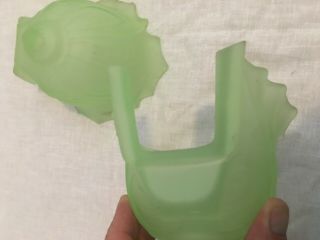 Rare Pair ART DECO GREEN Vaseline GLASS SLIP SHADES for Fixture or Sconce c1930s 4