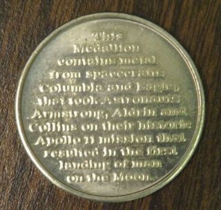 Apollo 11 Coin FLOWN Metal on Columbia and Eagle Gift To Employees in 1971 5