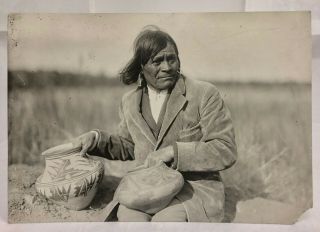 Vintage C1920 Native American Indian Man Southwest Pottery Photo