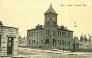 C - 1910 Court House Flagstaff Arizona Postcard Hunter Drug 5485