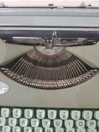 VTG 1960s Hermes Rocket Portable Typewriter Seafoam Green Switzerland - 7