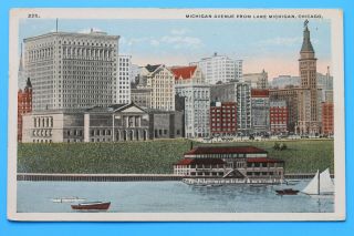 Old Postcard Michigan Avenue From Lake Michigan,  Chicago,  Illinois