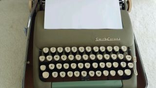 Vintage Smith Corona Silent Typewriter Army Green W/ Case