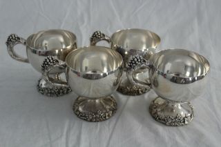 4 Vintage Webster Wilcox Silver Tea Cups