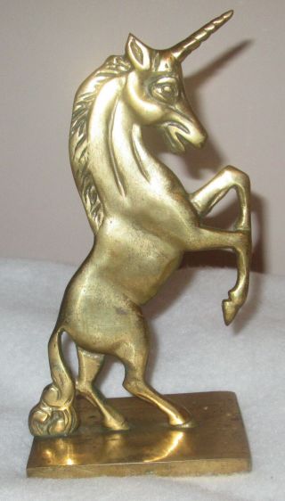 Antique Bronze Colored Sculptured Unicorn Horse Metal Doorstop