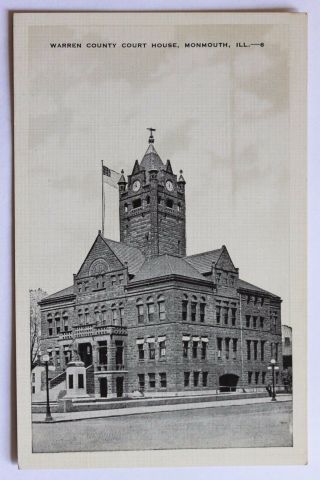 Old Postcard Warren County Court House,  Monmouth,  Illinois