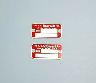2 Vintage L.  S.  Starrett Aluminum Equipment Tags