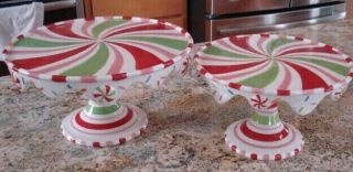 Retired Dept 56 Glitterville Christmas Stacking Cupcake or Cake Pedestal Stands 2
