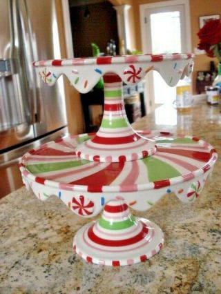 Retired Dept 56 Glitterville Christmas Stacking Cupcake or Cake Pedestal Stands 6