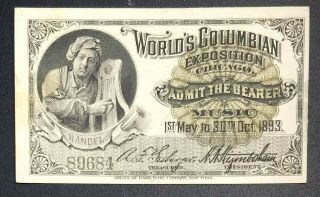 1893 Chicago Columbian Exposition World 