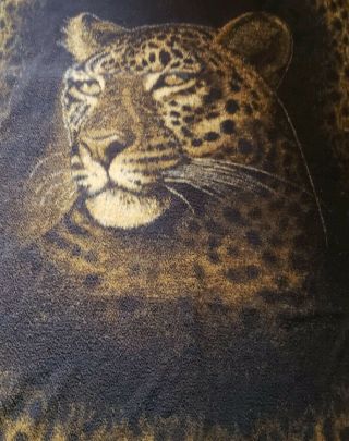 Vintage Biederlack Blanket Throw Leopard Jaguar Cheetah Reversible 78”x 56”
