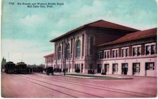 Salt Lake City Rio Grande Western Pacific Depot Railroad Station 1910