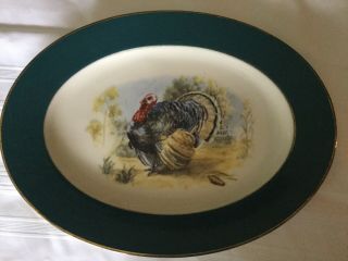 Vintage Glass Gold Trimmed Turkey Platter