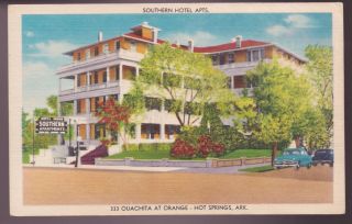 Vintage Linen Postcard - Southern Hotel Apartments,  Hot Springs,  Arkansas