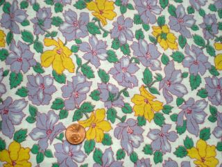 Floral Full Vtg Feedsack Quilt Sewing Doll Clothes Craft Purple Yellow Green