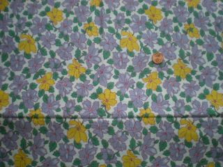 FLORAL Full Vtg FEEDSACK Quilt Sewing Doll Clothes Craft Purple Yellow Green 2