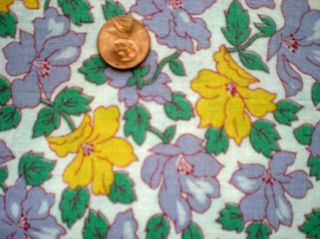 FLORAL Full Vtg FEEDSACK Quilt Sewing Doll Clothes Craft Purple Yellow Green 3