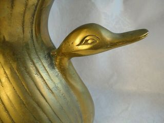 Rare Vintage SOLID BRASS VASE With DUCK or GOOSE or SWAN Head HANDLES 7