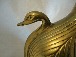 Rare Vintage SOLID BRASS VASE With DUCK or GOOSE or SWAN Head HANDLES 8