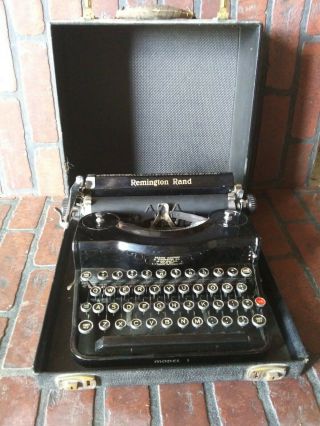 Vintage Remington Rand Model 1 Typewriter With Case - Good