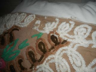 RARE ANTIQUE INDIAN CHIEF CHENILLE KING SIZE BEDSPREAD HAS 2 HOLE FRAYS GREAT CO 12