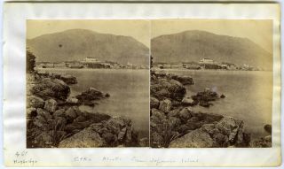 C.  1868 Muybridge Stereoview Sitka Alaska Panorama Town View From Japanese Island