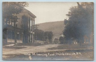 Postcard Ny Charlotteville Main Street Looking East Rppc Real Photo 1911 K20