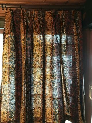 Mcm Tiki Style Retro Bark Cloth Fabric Eames Era Window Curtains