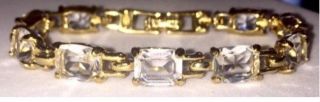 Swarovski Big Crystals In Gold Links Eternity Bracelet W/ Pouch Swan Signed