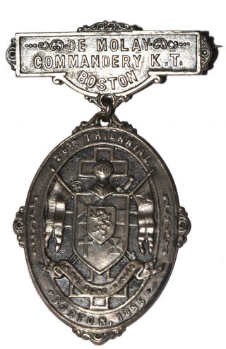 Vintage Knights Templar De Molay Commandery Boston 26th Triennial Medal Badge