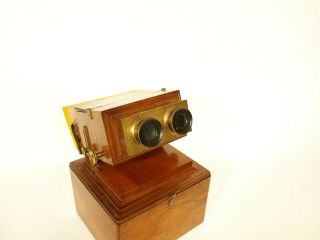 1860 Smith Beck Self - Casing Wood Stereoscope Outstanding 2