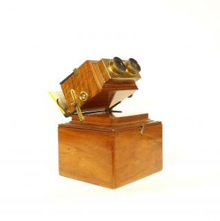 1860 Smith Beck Self - Casing Wood Stereoscope Outstanding 3