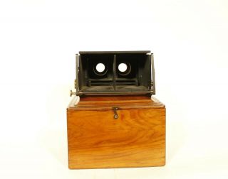 1860 Smith Beck Self - Casing Wood Stereoscope Outstanding 9