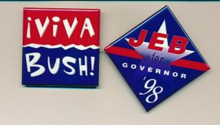 1998 Jeb Bush For Governor 2 Campaign Buttons Florida Fl