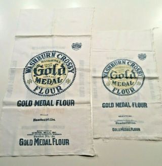 2 Vintage Gold Medal Flour Sacks: 24 1/2lbs And 9.  8 Lbs